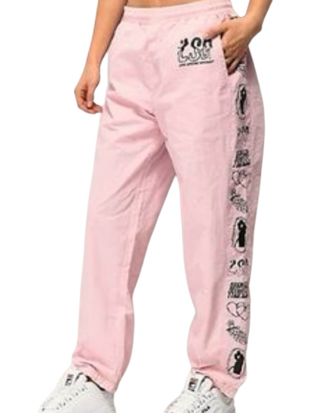 💖 Broken Promises “Fake Fairytale” Track Pants | Pink Crinkle Nylon | Small